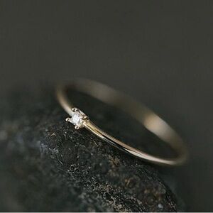 14K Yellow Gold Mini CZ Stone Ring Size 5